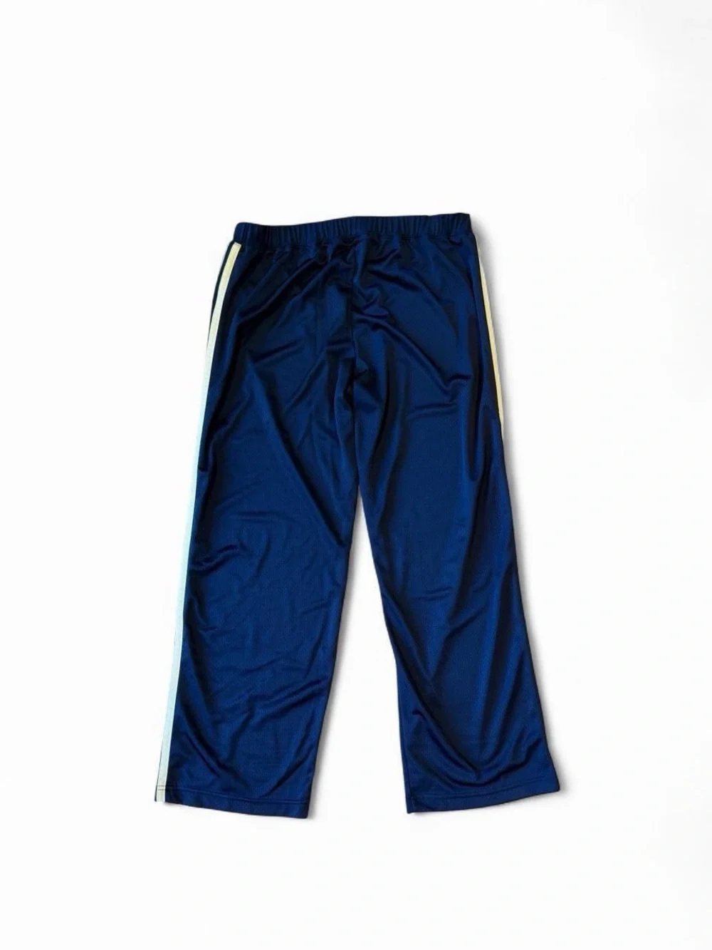 Nike Navy Blue Athletic Track Pants with yellow Side Stripe